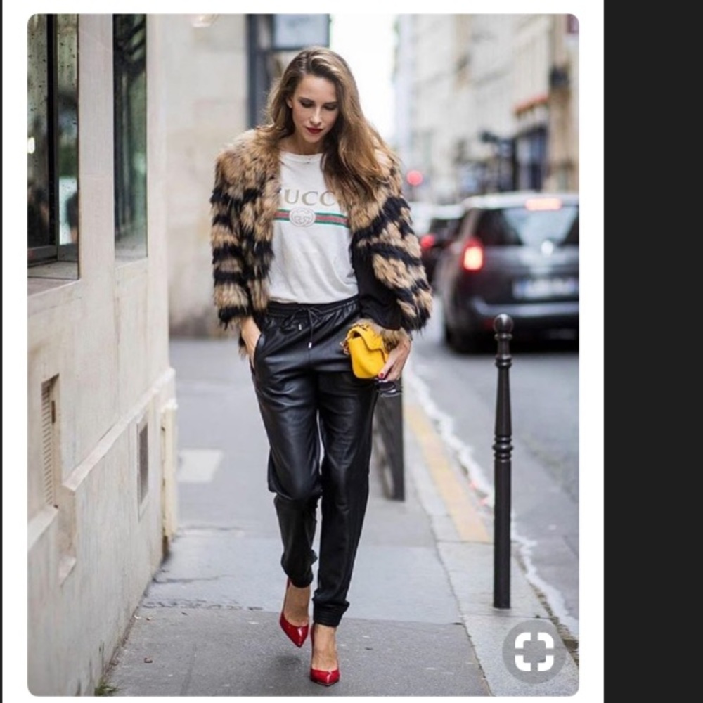 Faux leather joggers